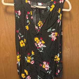 Floral Black Sleeveless Top